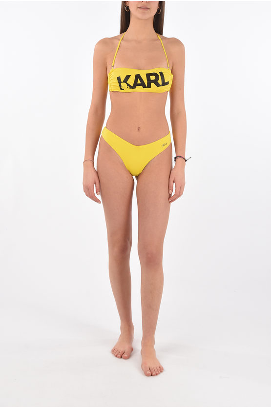 Karl Lagerfeld Bandeau Bikini Top With Frontal Logo Print Women