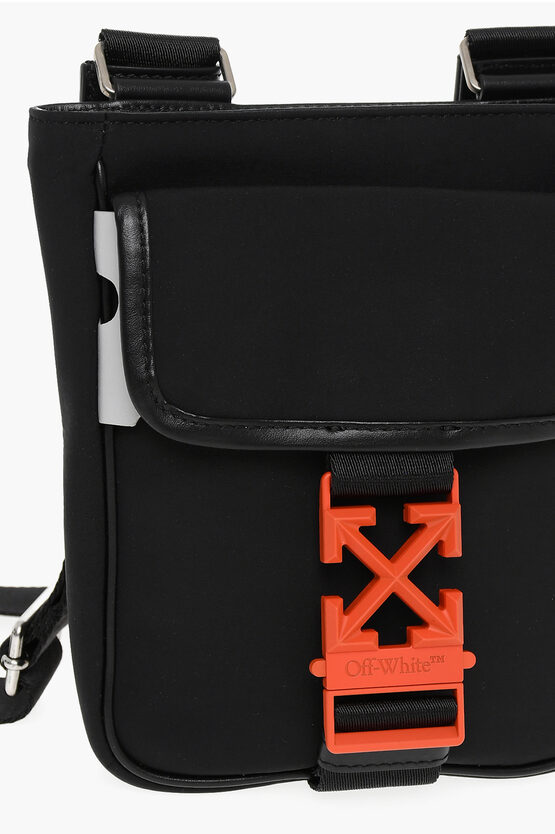 Off White Borsa A Tracolla In Tinta Unita Con Rifiniture In Pelle Uomo