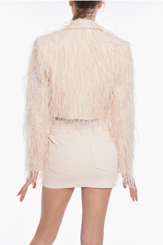 The Mannei Double Breasted Monica Cropped Blazer With Feather