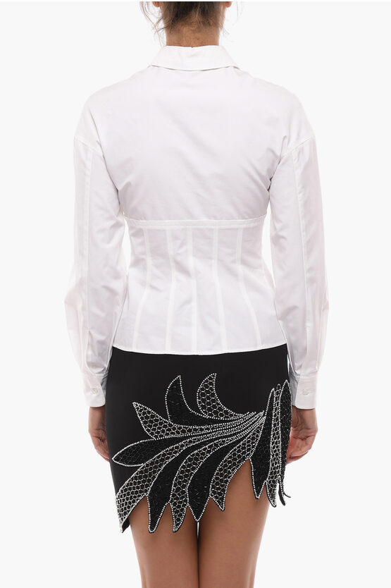 Alexander McQueen Long Sleeved Cotton Shirt With Corset Detail Women