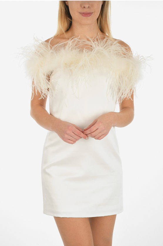 Saint Laurent Satin Mini Dress With Ostrich Feathers Women Glamood Outlet