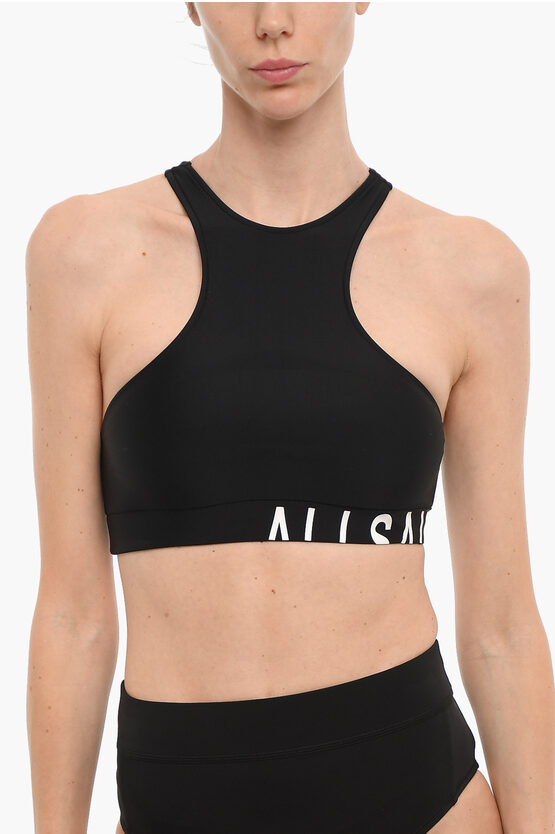 Allsaints Stretch Fabric Dara Bikini Top With Printed Contrasting Logo