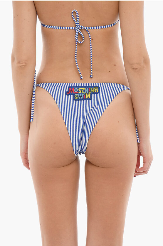 Moschino SWIM Slip Bikini A Righe Awning Con Taglio Alto Donna