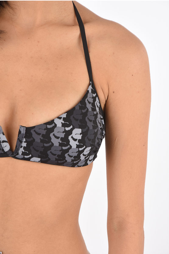 Karl Lagerfeld Top Bikini V Wire Stampato Donna Glamood Outlet