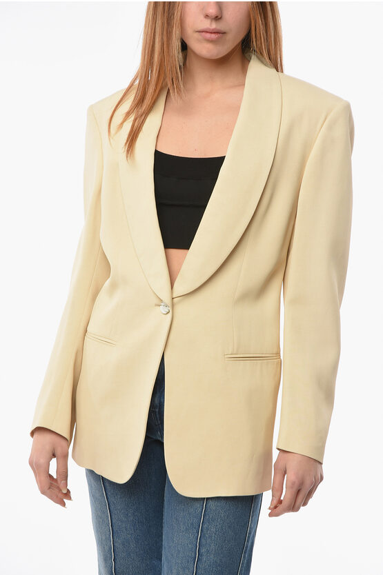 Drome 1 Button Blazer With Shawl Lapel And Flush Pockets In Neutral