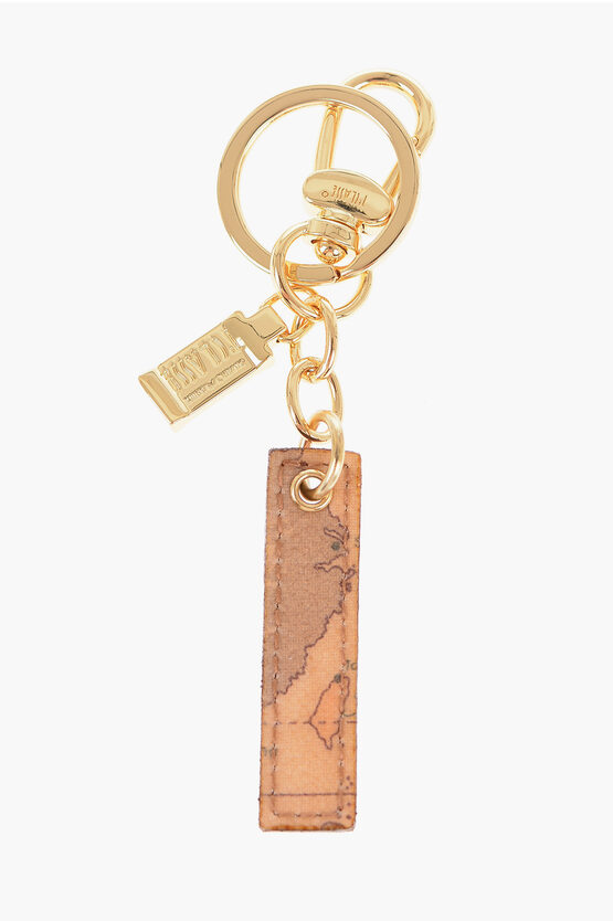 Alviero Martini 1 Classe Leather Keychain With Letter I Charm In Gold