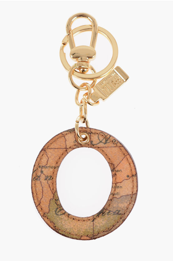 Alviero Martini 1 Classe Leather Keychain With Letter O Charm In Gold