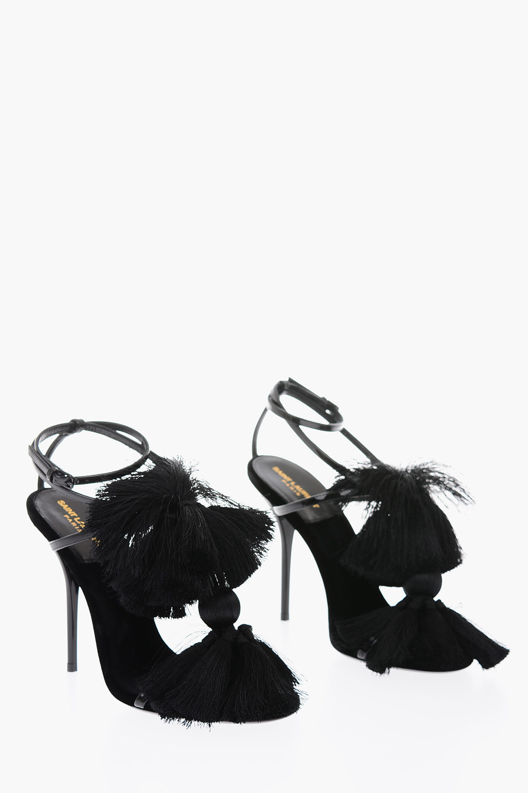 Saint Laurent 12cm chiffon patent leather Ankle-strap sandals with
