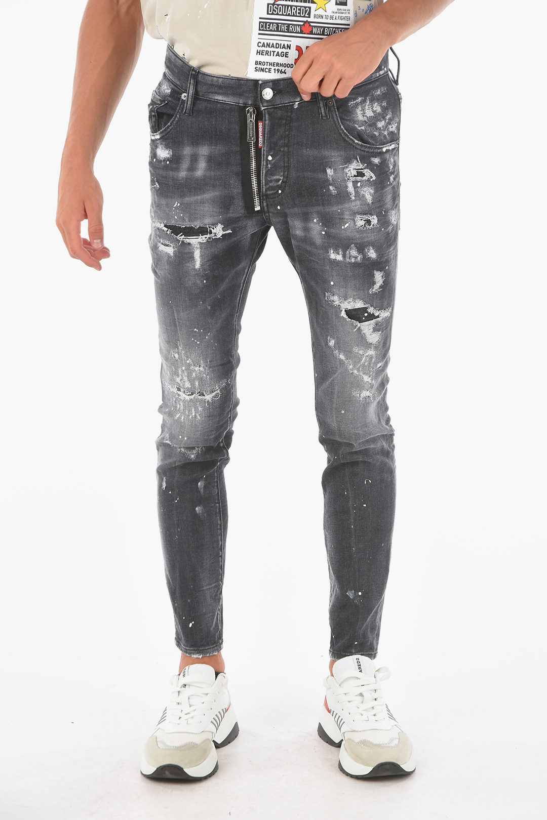 Dsquared2 14cm Vintage Effect SUPER TWINKY Jeans men - Glamood Outlet