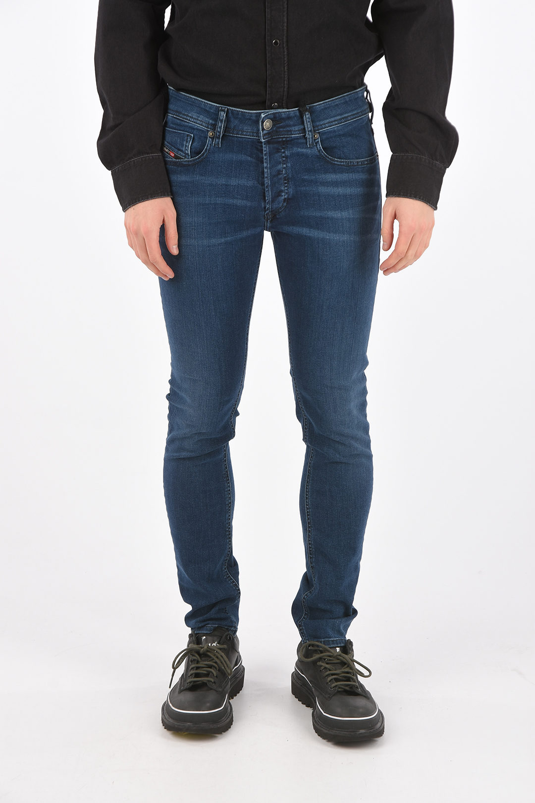 schuur mentaal longontsteking Diesel 15,5cm denim stretch SLEENKER-X skinny fit jeans with logo buttons  L32 men - Glamood Outlet