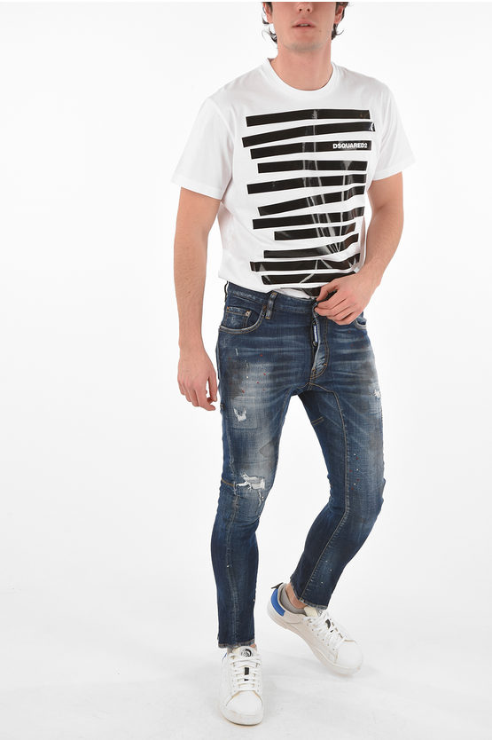 Dsquared2 15cm vintage effect TIDY BIKER jeans men - Glamood Outlet