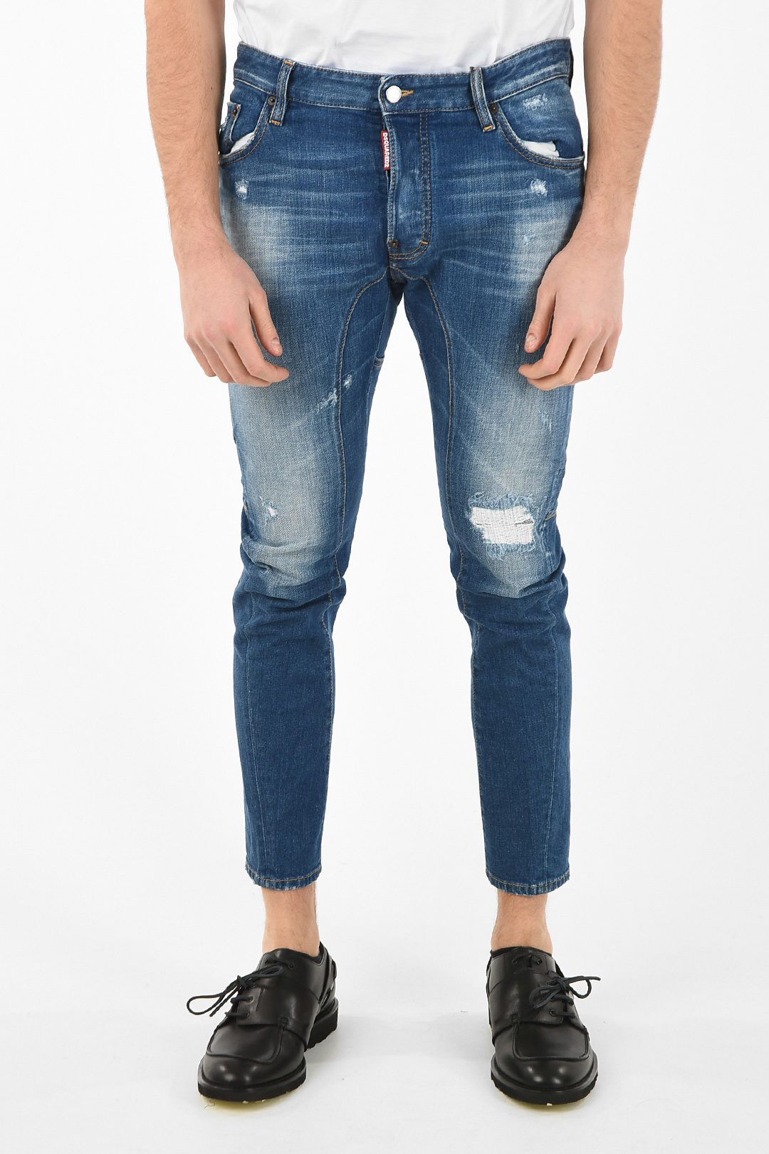 Dsquared2 16cm Distressed Capri TIDY BIKER Jeans men - Glamood Outlet
