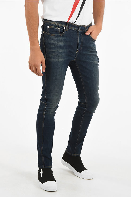 Shop Neil Barrett 16cm Stretch Denim Skinny Fit Jeans