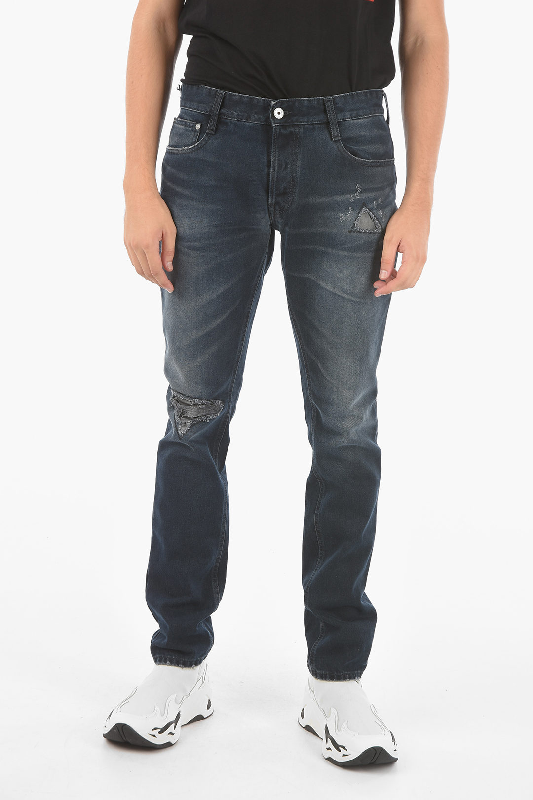 functie dichtbij Jaarlijks Just Cavalli 17,5cm Regular Fit Jeans with Leather Applications men -  Glamood Outlet