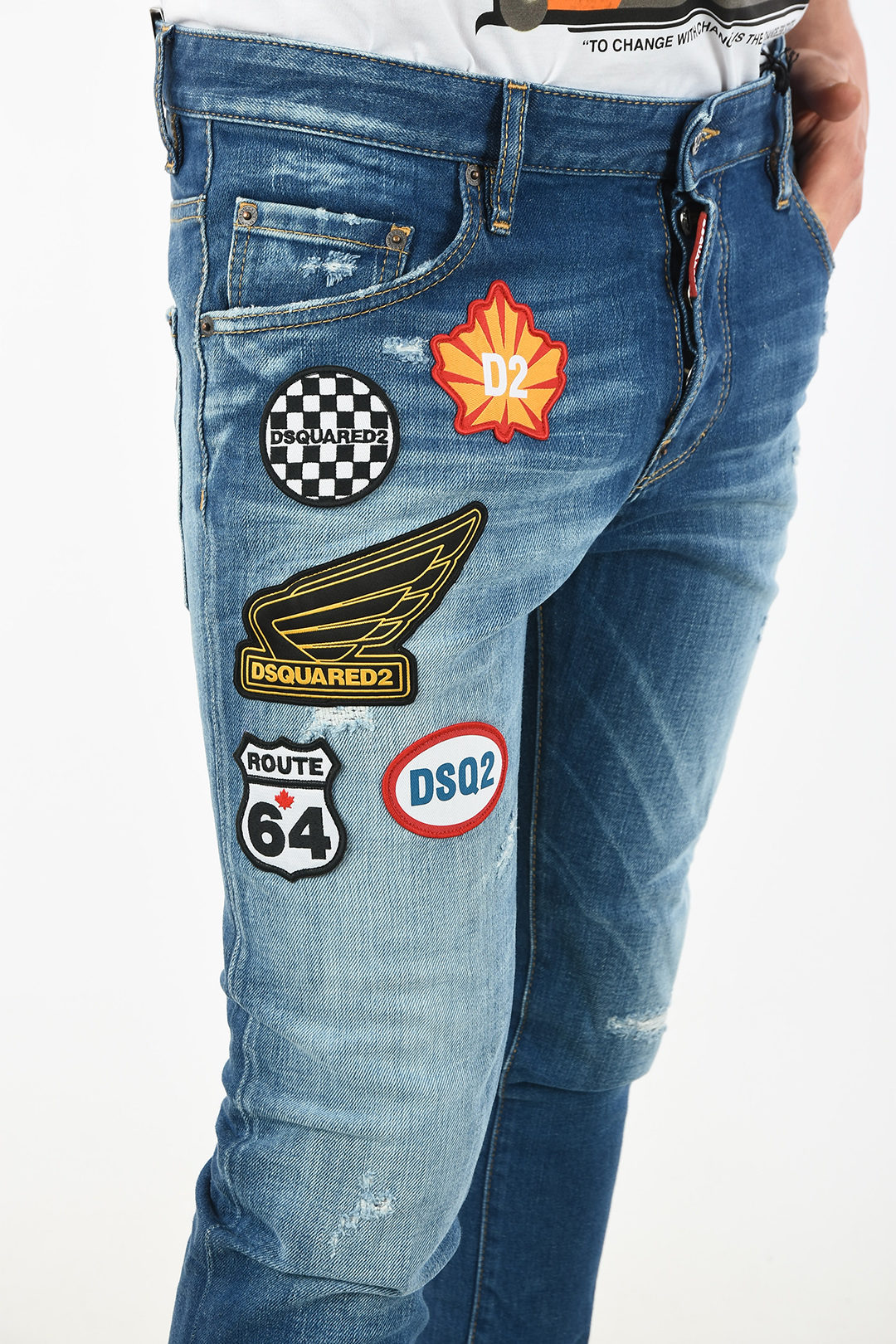 Dsquared2 17cm Stonewashed SKATER Jeans with Patches Embroidered Glamood