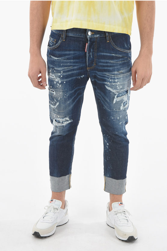 Vintage-effect stretch denim jeans main image 1