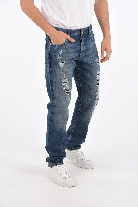 デニム・ジーパン ALEXANDER MCQUEEN BOYFRIEND DENIM JEANS Alexander McQueen Womens Boyfriend Jeans Faux Leather