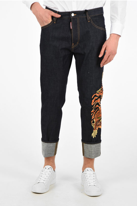 パンツ Dsquared Pants With Embroidery Dsquared2 Splatter Paint & Badges Jeans / Made in Italy - Etsy