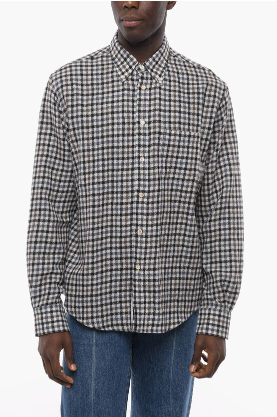 4sdesigns 2-2 Gingham Cashmere Flannel Shirt With Button-down Collar In Multi