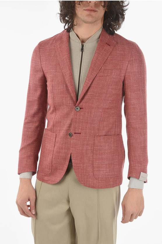 Corneliani 2-buttons Sportswear Blazer With Removable Chest Piece In Pink