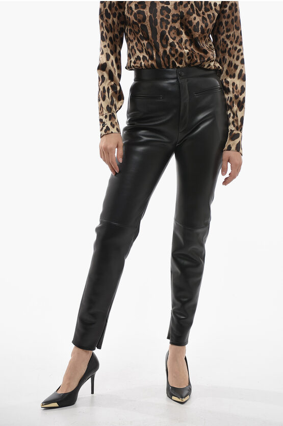 Celine 2 Pocket Leather Pants With Zipped Ankle In Black