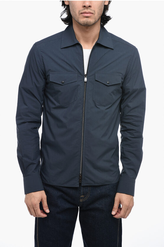 Shop Corneliani 2-pocket Shirt With Zip Closure