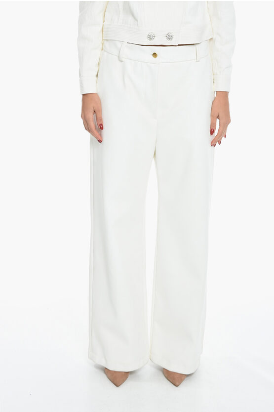 Patou 2 Pockets Eco-leather Wide Leg Pants In White