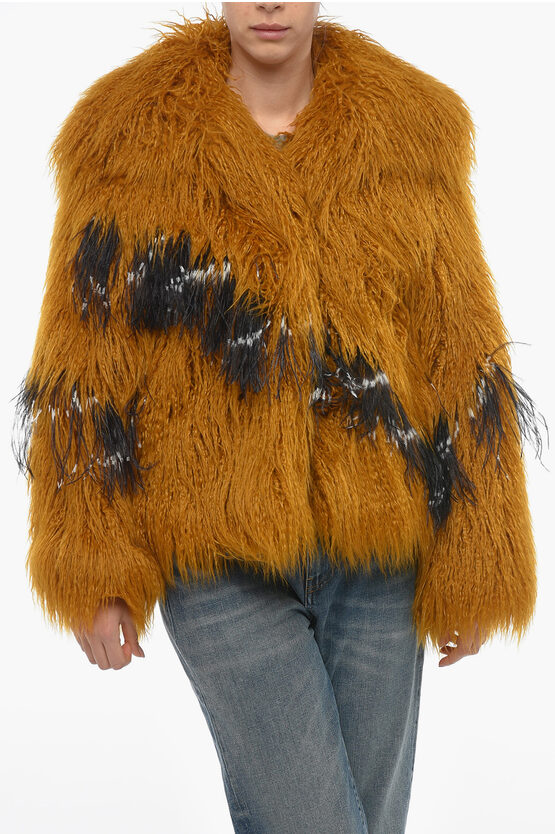 Dries Van Noten 2-pockets Faux Fur Rotadi Coat In Brown