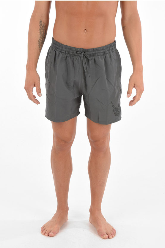 Nike 2 Pockets Short Swimsuit With Side Logo-print In Grey