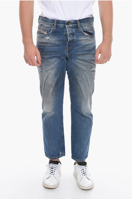 Diesel 2020 D-viker Distressed Denims With Délavé Effect 20 Cm L.30 In Blue