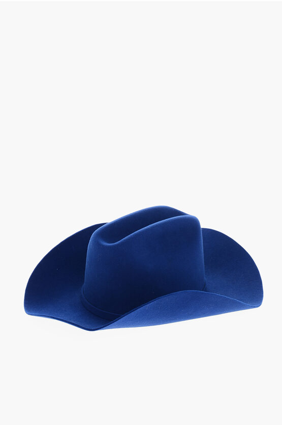 Calvin Klein 205w39nyc Solid Color Western Hat With Embroidery In Blue