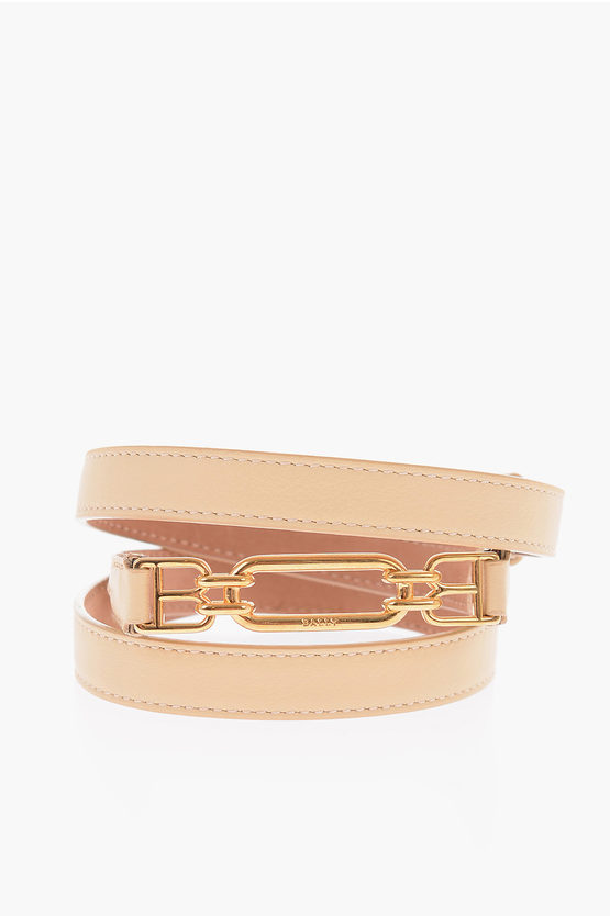 Bally 20mm Textured Leather VESTIGE Belt with Golden Logo women ...