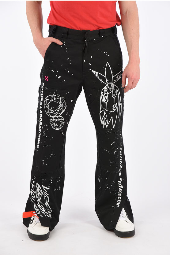 パンツ OFF-WHITE X FUTURA SPRAY CARPENTER PANTS Off-White Multicolor Futura Abstract Carpenter Trousers