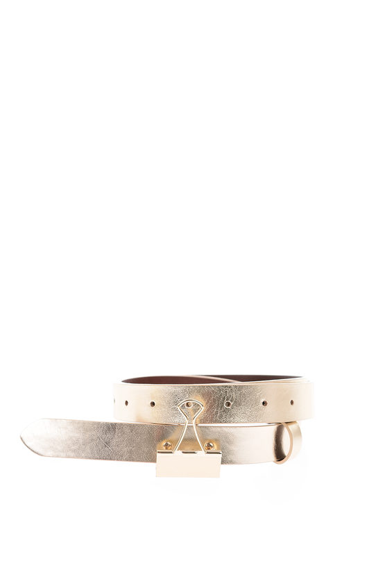 Vetements 25mm Metallic Leather Clip Belt In Gold