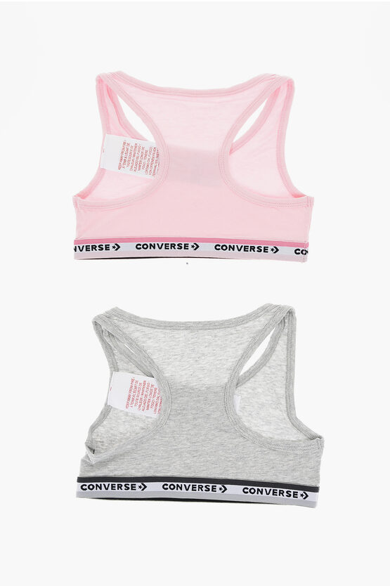 2er-Set Racerback-Sport-BHs mit Logo-Band