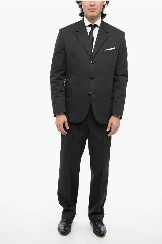 Shop Neil Barrett 3-button Cotton Blend Suit With Flap Pockets