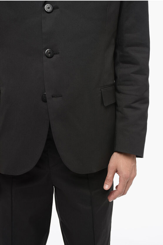 3-Button Cotton-Blend Suit with Flap Pockets