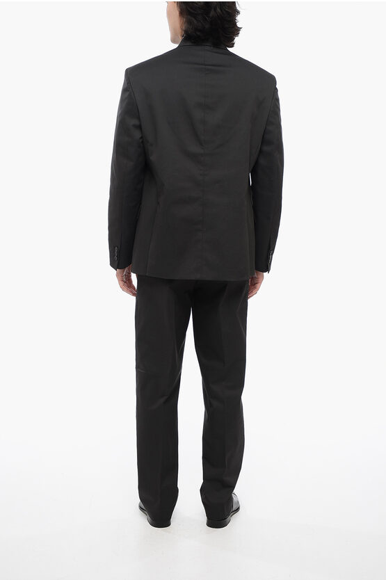 3-Button Cotton-Blend Suit with Flap Pockets