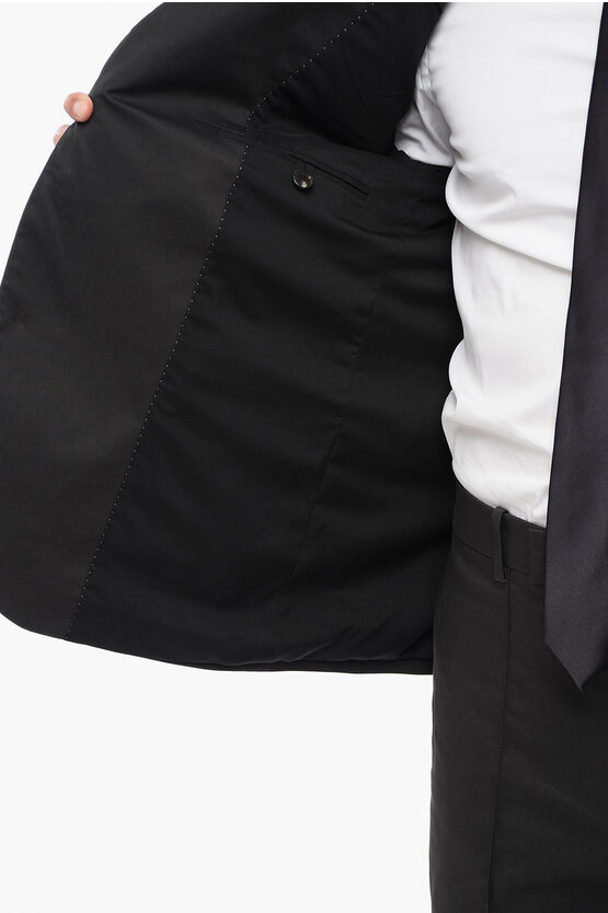 3-Button Cotton-Blend Suit with Flap Pockets