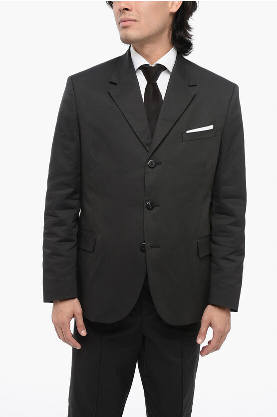 3-Button Cotton-Blend Suit with Flap Pockets