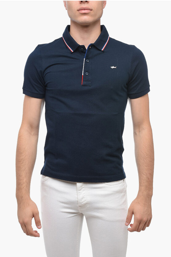 Shop Paul & Shark 3-buttons Cotton Polo Shirt With Metal Logo