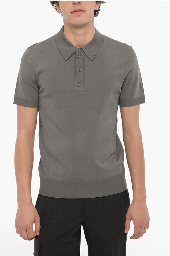Shop Neil Barrett 3-buttons Polo Shirt With Ribbed Edges