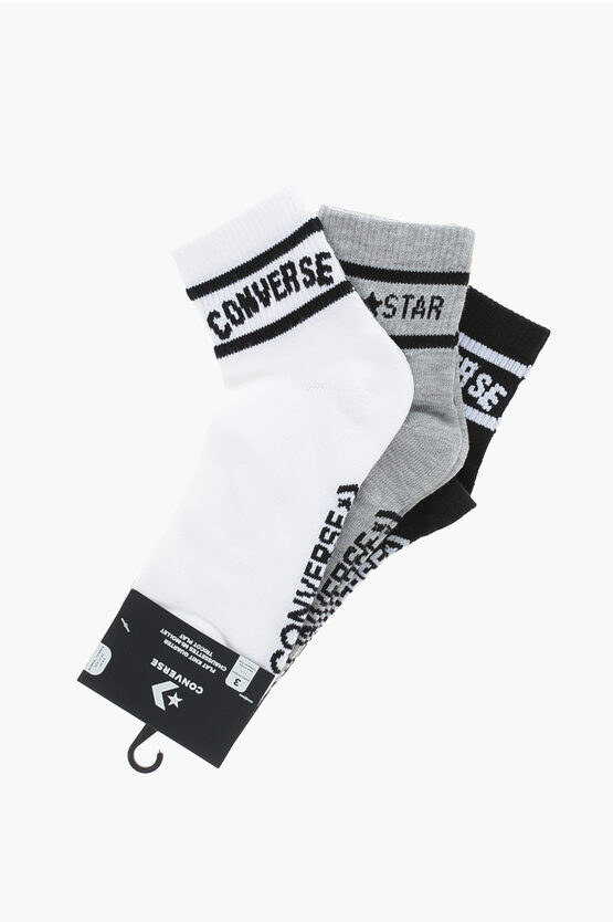 Converse 3 Pairs Of Socks Set With Contrast Logo In Multi