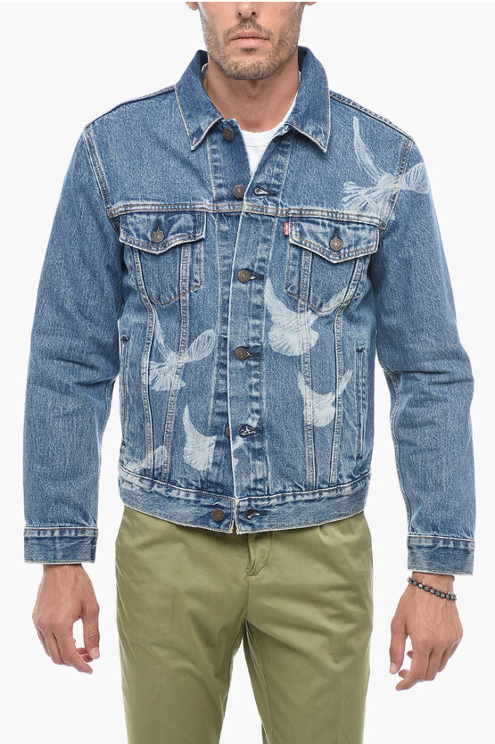 Shop Levi's 3.paradise Trucker Denim Jacket With Dove Pattern