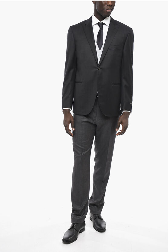 Corneliani 3-piece Cerim.academy Suit With Pinstriped Pants In Black