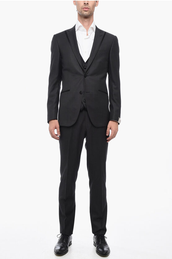 Corneliani 3 Piece Cerimonia Academy Suit With Satin Details