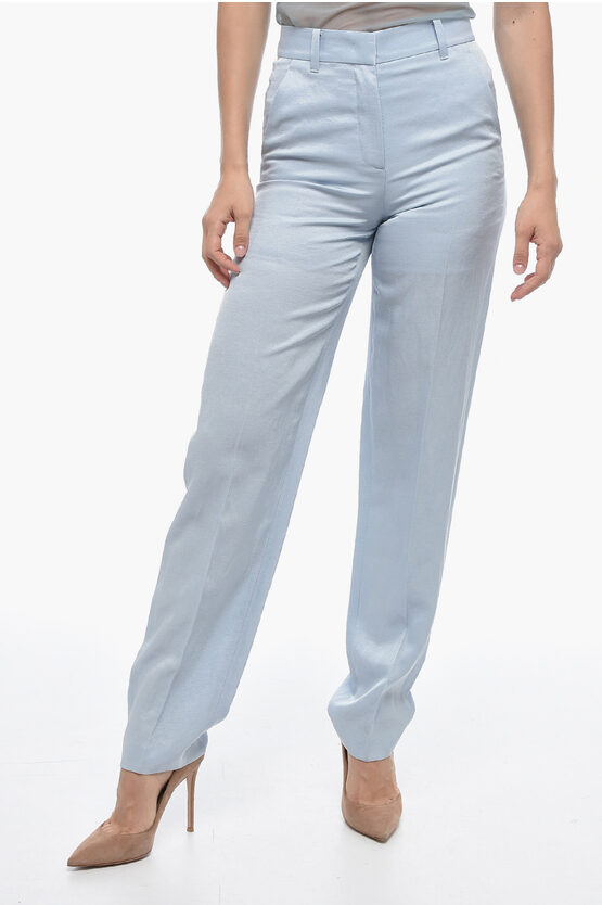 Krizia 3-pocket Flax Blend Pants With Hidden Closure