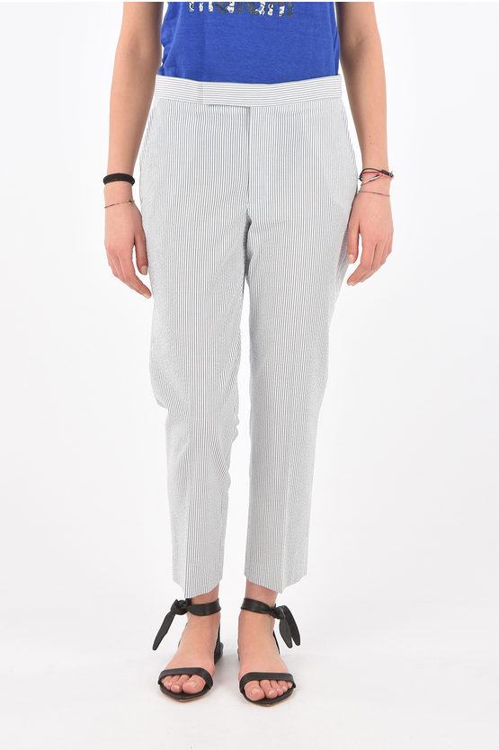 Polo Ralph Lauren 3 Pocket Pinstriped Cotton Pants In Gray