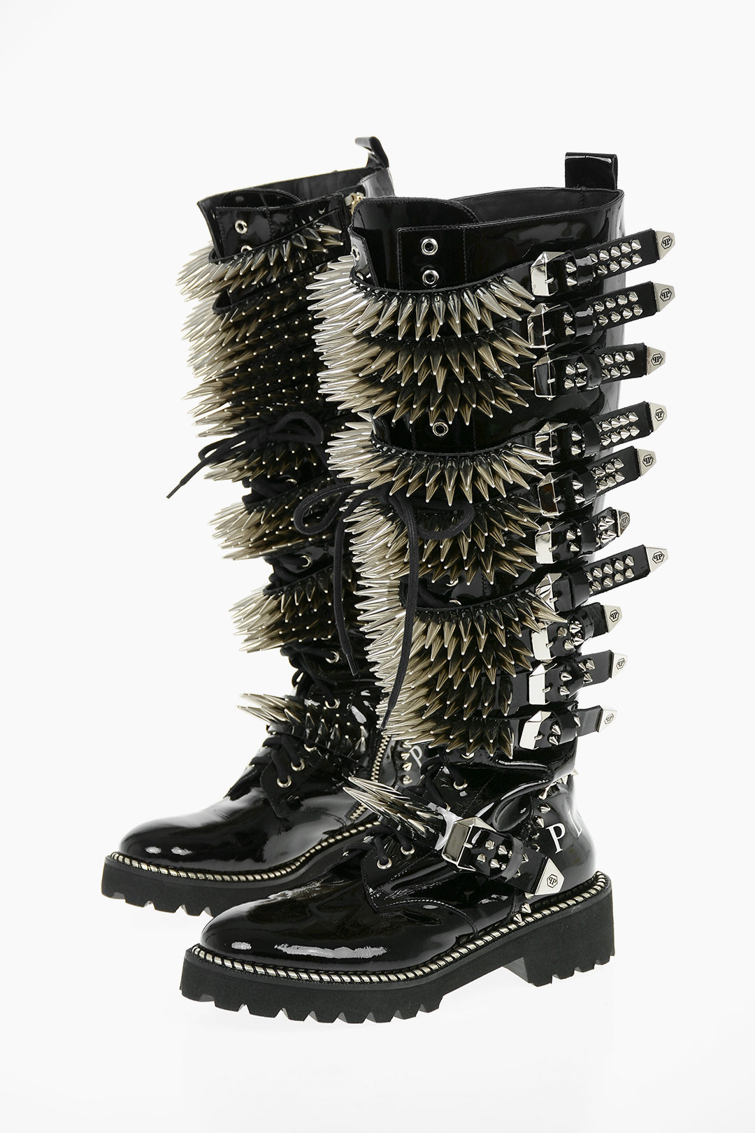 Spektakel Rechthoek Negen Philipp Plein 4,5cm Studded and Buckles Lace Up Boots women - Glamood Outlet