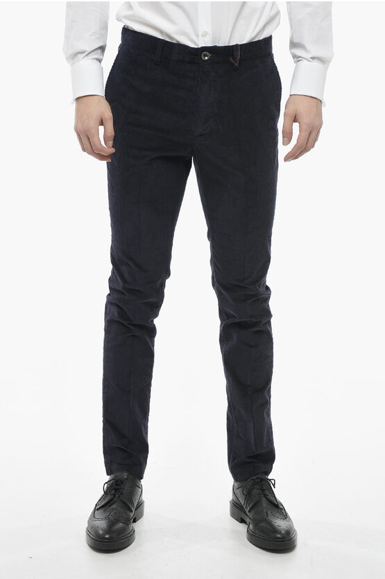Peserico 4 Pocket Corduroy Pants With Belt Loops In Black